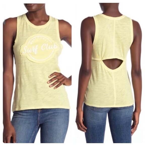 We The Free Martine West Coast Surf Club Tank Top Lime yellow medium - Picture 2 of 9